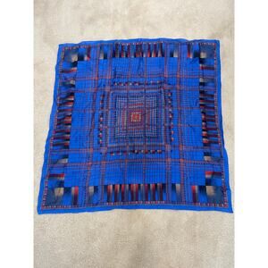 Scarf vintage complex symmetrical plaid pattern 30.5 by30.5